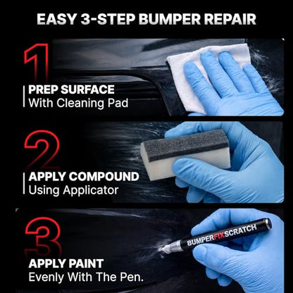 Bumper Scratch Fix® Clear Car Scratch Remover Kit for Bumpers, Removes Paint Transfer, Scuffs & Light Scratches, Compound, Wipes & Touch-Up Pen, Works on All Paint Colors, DIY Auto Paint Repair