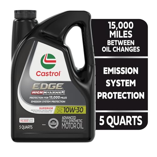 Castrol EDGE High Mileage 10W-30 Advanced Full Syn Motor Oil, 5 Quarts - size: 5 Quarts