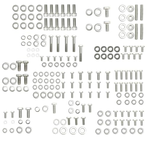 Stainless Steel Small Block Engine Hex Bolt Kit for Chevy 265 283 302 305 307 327 350 400 SBC Engine (211 Pcs Nuts&Bolts)