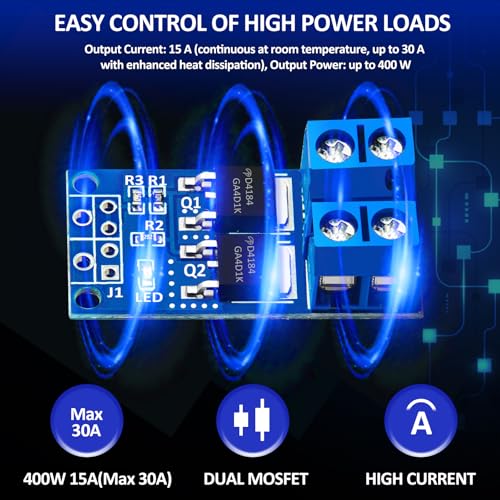 6 PCS Dual High-Power MOSFET Trigger Switch Drive Module, Upgrade 0-20KHz PWM Adjustment Electronic Switch Control Board Motor Speed Controller, Lamp Brightness Control, DC 5V-36V 400W, 15A (Max 30A)