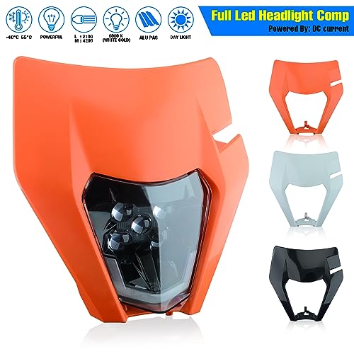 Headlight Head Lamp Light Fairing Mask Day Running Light For ATV Scooters Dirt Pit Bike Enduro (Orange+Blue DRL) - color: Orange Blue DRL