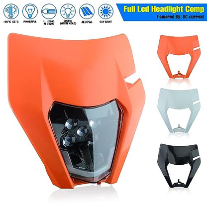Headlight Head Lamp Light Fairing Mask Day Running Light For ATV Scooters Dirt Pit Bike Enduro (Orange+Blue DRL) - color: Orange Blue DRL