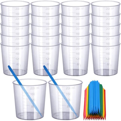 Gartful Resin Mixing Cups and Sticks, 70 Packs Epoxy Measuring Cups Kit - 20PCS 200ml Disposable Graduated Cups, 50PCS Pointed Stir Sticks for Mixing Paint, Stain, Epoxy, Resin - color: Clear cups+point stick, size: 200ml