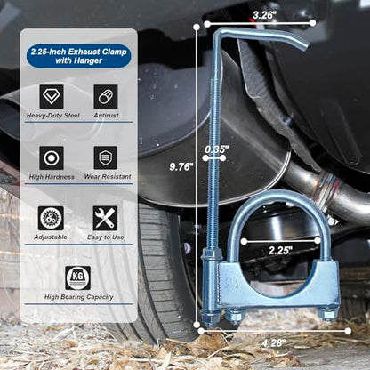 2.25" Universal Exhaust Clamp With Hanger, Muffler Hanger, 1 Pack - size: 2.25"