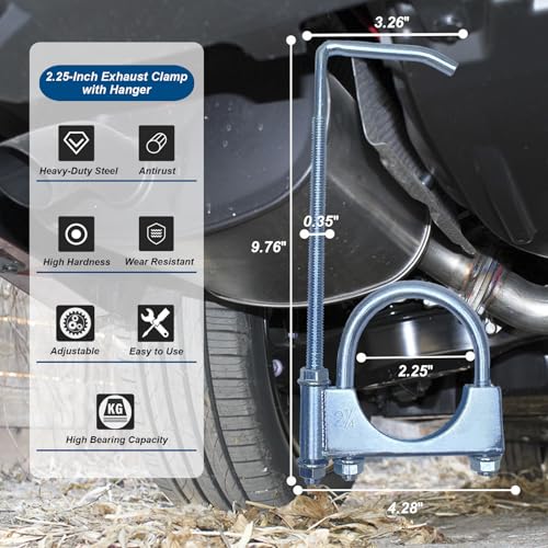 2.25" Universal Exhaust Clamp With Hanger, Muffler Hanger, 1 Pack - size: 2.25"