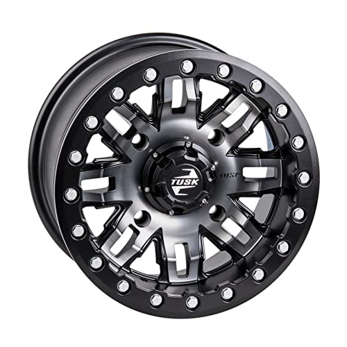 (2 Pack) 4/156 Tusk Teton Beadlock Wheel 15x10 5.0 + 5.0 Gun Metal/Black For POLARIS RZR XP Turbo S Velocity 2019-2021