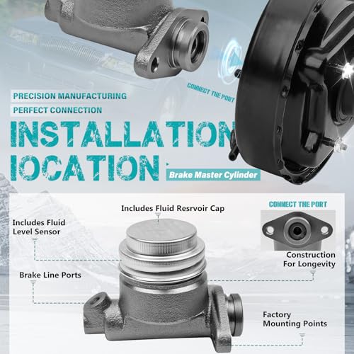 M37781 Brake Master Cylinder with Reservoir and Cap Fit for Ford Studebaker - size: M37781