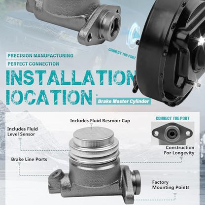 M37781 Brake Master Cylinder with Reservoir and Cap Fit for Ford Studebaker - size: M37781