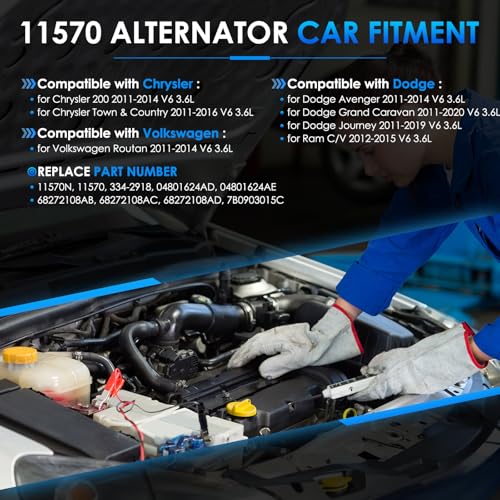 Car Alternator 11570 160A Fit for Dodge Journey Grand Caravan - size: #11570N, 11570 Alternator