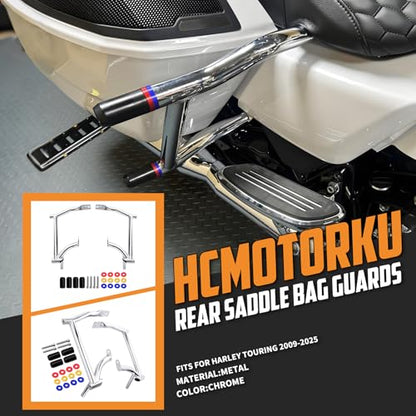Saddlebag Guard Crash Bar Tip Over Saddle Bag Crash Bar Fit for Harley Street Glide FLHX Road Glide FLTRX Road King FLHR Electra Glide Ultra Limited CVO 09-25 Decorative Spacers Coloured - style: Saddlebag Guards with Decorative Spacers Coloured