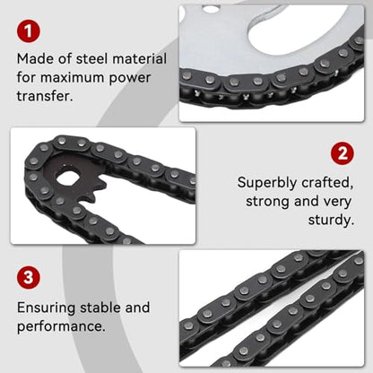 Chain and Sprocket Kit, Mini Bike Sprocket Replacement High Power Steel T8f Front and Rear Gear Chain Set for Modified Kart Mini Motorcycles