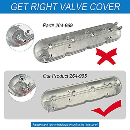 Driver Side Valve Cover with Gasket, Bolts Compatible with 1999-2010 Chevy Silverado, Suburban, Tahoe, Trailblazer, GMC Sierra, Yukon Cadillac Escalade, Pontiac 4.8L 5.3L 5.7L 6.0L 6.2L Part# 264-965