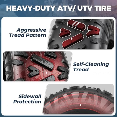 PROPARTS 19x7-8 ATV/UTV Tires 4-Ply 19x7x8 19-7-8 All Terrain Off-Road Mini Bike Tire for Mud, Sand Rock and Trail, Tubeless, Set of 2 - size: 19x7x8
