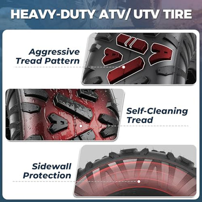 PROPARTS 19x7-8 ATV/UTV Tires 4-Ply 19x7x8 19-7-8 All Terrain Off-Road Mini Bike Tire for Mud, Sand Rock and Trail, Tubeless, Set of 2 - size: 19x7x8