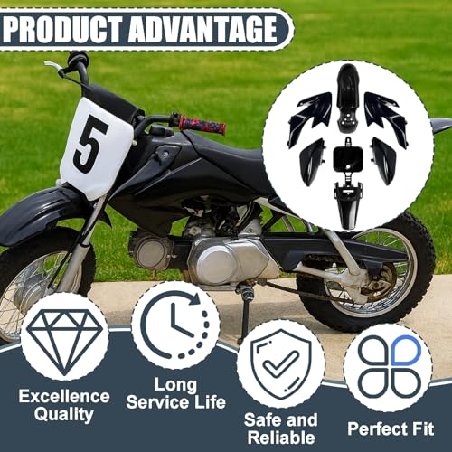 Podoy CRF50 Plastics Kit ABS Body Fender Fairing Set 7PCS with Bolt (Black) - style: Black