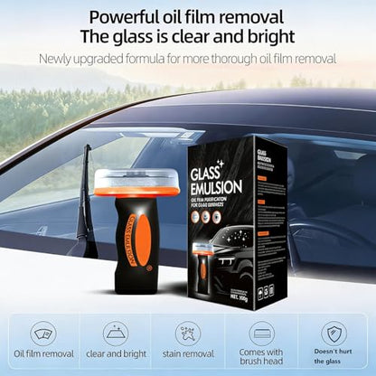 【2PCS】 Glass Emulsion Cleaner, Car Windshield Cleaner Tool Roll-On Glass Compound with Cleaning Board, Removes Oil Film & Smudges, Improve Windshield Clarity for Safe Driving (100ml+Brush)*2 - color: 2 Pack: Glass Emulsion Cleaner (100ml+Brush)