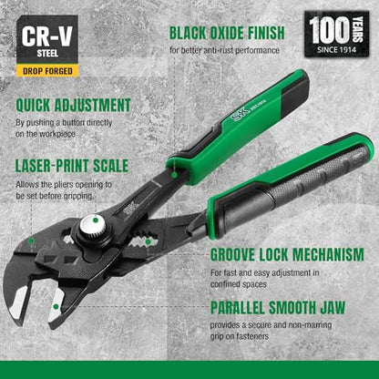 SK 7.5" Pliers Wrench, Smooth Parallel Jaw Water Pump Pliers, CR-V Steel - size: 7.5-inch Single