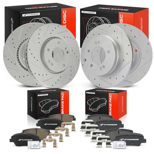 A-Premium Front and Rear Drilled Slotted Brake Rotors and Ceramic Pads Kit - style: F&R Drilled and Slotted