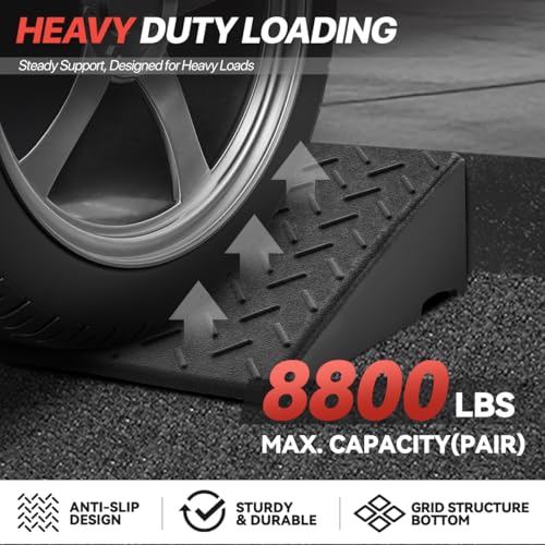4.3" Rise Rubber Curb Ramp for Forklift, Driveway Sidewalk, Heavy Duty Car - size: 4.3" Rise