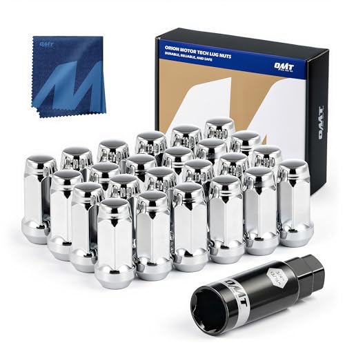 OMT M14x1.5 Lug Nuts with Cone Seat, 24pcs Lug Nuts Set with 1 Socket Key - color: Silver, size: M14x1.5, style: 24Pcs Hex Tuner