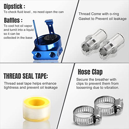 Thick Shell Baffled Oil Catch Can Coolant Fuel Catch Can Reservoir Kit - Blue - color: Blue