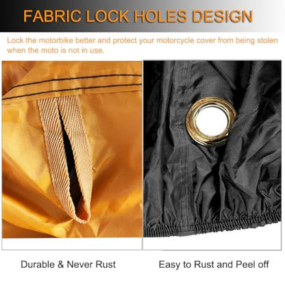Motorcycle Cover Waterproof Outdoor, 300D Heavy Duty Motorcycle Cover for Harley Davidson Road Electra Glide Road King Shadow Spirit, All Seasons Protection Scooter Cover Fits up to 104" - size: XXXL (Fits up to 104")