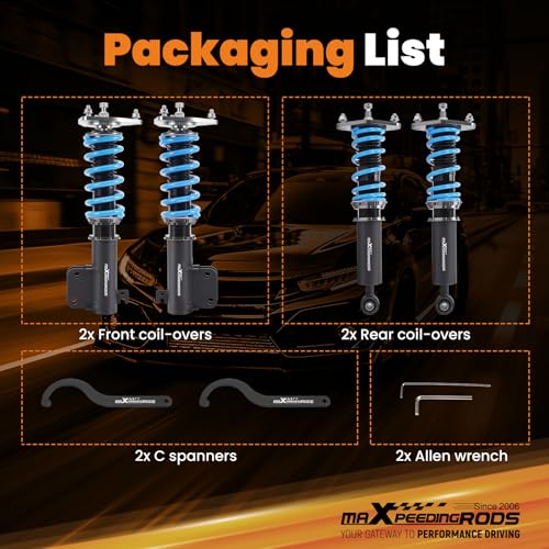 maXpeedingrods Coilover for Subaru Forester SJ 2014–2018, 24 Levels Damper Adjustable Coilovers Suspension Kit Strut, Height Adjustable T6 Upgraded Lowering Kits Blue - size: Forester 2014–2018