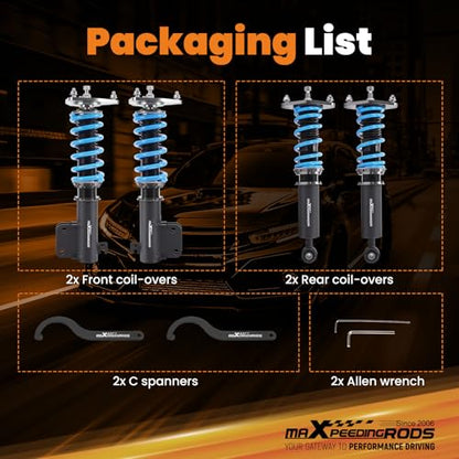 maXpeedingrods Coilover for Subaru Forester SJ 2014–2018, 24 Levels Damper Adjustable Coilovers Suspension Kit Strut, Height Adjustable T6 Upgraded Lowering Kits Blue - size: Forester 2014–2018