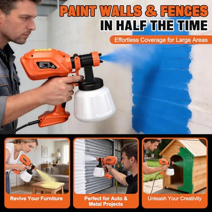 Paint Sprayer Electric Spray Gun Paint 800W 4 Nozzles 3 Patterns