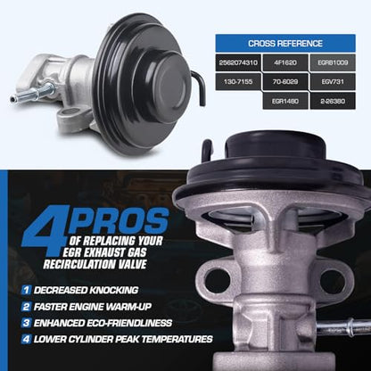 EGR Exhaust Gas Recirculation Valve w/Gasket Fits 1997-2001 Toyota Camry 99-01 Solara 98-00 RAV4 4-Cylinder Engine & Automatic Transmission Models Only Replaces 25620-74330