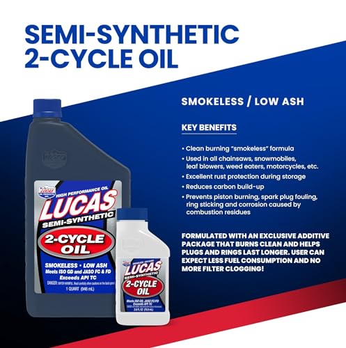 Lucas Oil 10058 Semi-Synthetic 2-Cycle Motor Oil - 2.6 Ounce (Pack of 3) - size: 2.6 Ounce (Pack of 3), style: 1 Pack