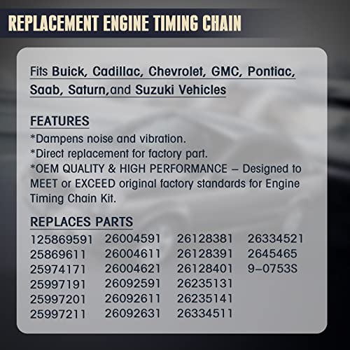 3.6 Timing Chain Kit w/Chain Guide Tensioner Sprocket for 2.8L 3.0L 3.6L Chevy Equinox Malibu Traverse GMC Acadia Cadillac CTS SRX Buick Enclave V6 Engine Engine Timing Set Replace # 9-0753S 9-0753sx - size: 3.6 Timing Chain Kit w