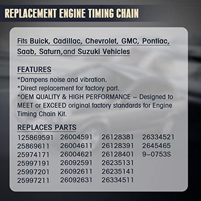 3.6 Timing Chain Kit w/Chain Guide Tensioner Sprocket for 2.8L 3.0L 3.6L Chevy Equinox Malibu Traverse GMC Acadia Cadillac CTS SRX Buick Enclave V6 Engine Engine Timing Set Replace # 9-0753S 9-0753sx - size: 3.6 Timing Chain Kit w