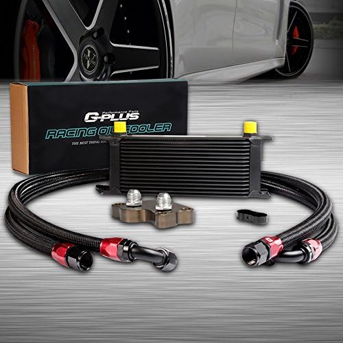 G-PLUS Transmission Engine Oil Cooler Kit 16 Row AN10-10AN Aluminum Compatible with BMW Mini Cooper S Supercharger R53 Engine 2001-2006 - color: Black/16 Row, size: Separation Style