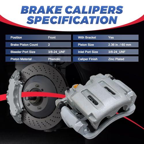 18B5022 18B5023 Front Disc Brake Calipers Compatible with 05-12 Ford F-250 - size: Front 18B5022+18B5023