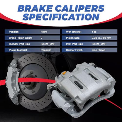 18B5022 18B5023 Front Disc Brake Calipers Compatible with 05-12 Ford F-250 - size: Front 18B5022+18B5023