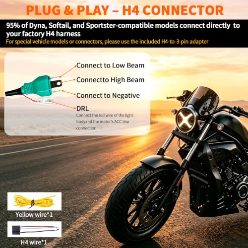 5-3/4" Motorcycle Headlight with X-style DRL for Dyna Sportster Softail - color: White X-Style DRL