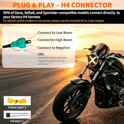 5-3/4" Motorcycle Headlight with X-style DRL for Dyna Sportster Softail - color: White X-Style DRL