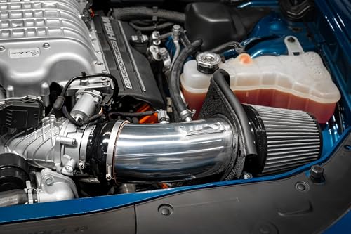 HPS Polished Air Intake Kit with Heat Shield Compatible for 2019-2023 Dodge Charger SRT Hellcat 6.2L V8 Supercharged, 827-681P