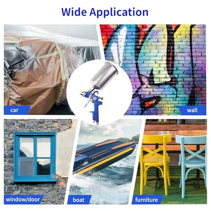 HVLP Gravity Feed Spray Gun Kit with 1.4/1.7/2.0/2.5mm Nozzles - color: blue