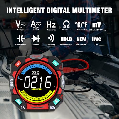 Digital Multimeter Tester 6000 Counts TRMS Auto-Ranging 600V AC/DC Voltage