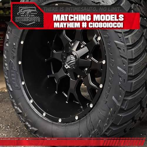 4-Pack Center Caps for Mayhem C108010C01 C806803-2CAP — Matte Black, American Flag - color: Matte Black with American Flag, size: Mayhem C108010C01 / C806803-2CAP