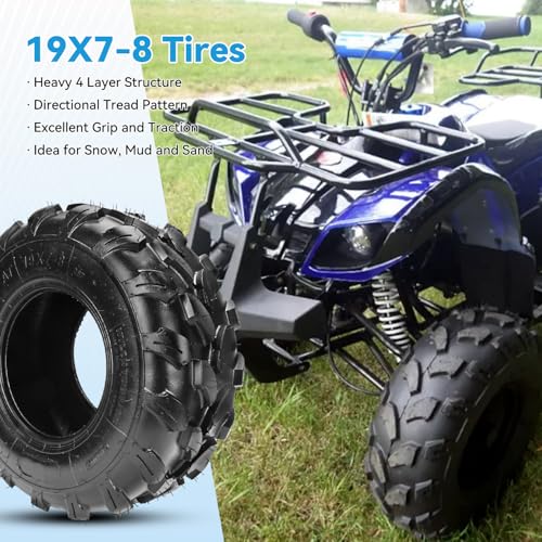 EOPOAYI 19x7-8 Tire 19x7x8 Street Tubeless Compatible with Coleman Mini Bike CT200U BT200X Baja Warrior MB165 MB200 Axis M200 Coolster 110cc 125cc ATV UTV Quad 4 Wheeler Go Kart Replacement Parts 4PR - size: 1 Pack