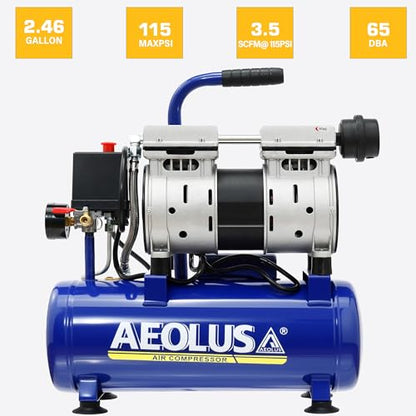 9L Ultra Quiet Air Compressor, 115PSI for Pneumatic Tools