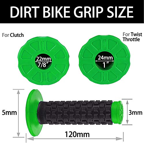Motorcycle Grips 7/8" Dirt Bike Grip Pillow Top Grips Rubber Anti-Slip Universal Handlebar Racing Grip for Motocross ATV - color: Green