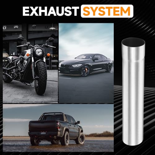 A-KARCK Straight Exhaust Pipe 2.25" OD, Stainless Steel 20" Long Mandrel Exhaust Tube - size: 2.25", style: 20 INCH
