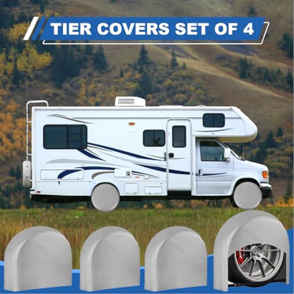 Tire Covers Set of 4,Fits 33"-35" Inch Tire 420D Uv Resistant Wheel Covers - color: Silver, size: Tire Diameters 33"-35"