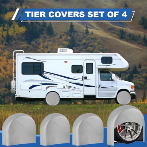 Tire Covers Set of 4,Fits 30"-32" Inch Tire 420D Uv Resistant Wheel Covers - color: Silver, size: Tire Diameters 30"-32"
