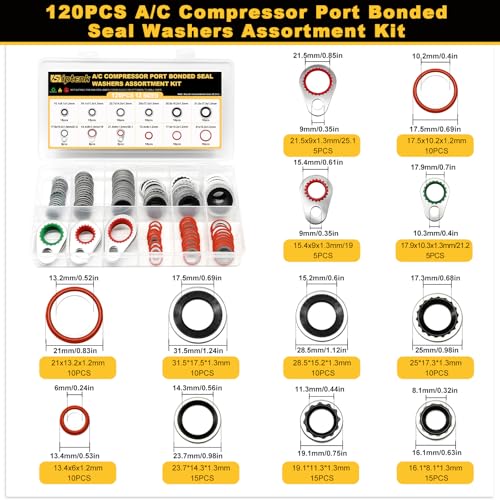 Siptenk Car A/C Repair Kits for R12 & R134A Systems 5 Sets 926PCS - color: 5 Sets 926PCS Car A/C Repair Kits
