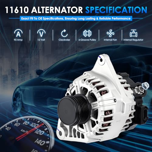 Car Alternator 11610 90A Fit for Hyundai Elantra for Kia Forte - size: #11610N, 11610 Alternator